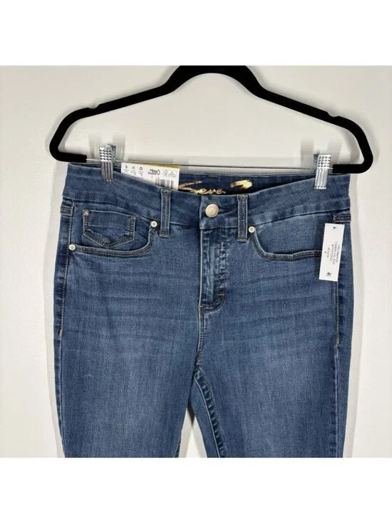 Seven7 Women SZ 8 Alaska Blue Medium Wash Tummy Less High Rise Skinny Jeans NWT - Picture 4 of 14